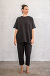 LINEN T-SHIRT  - black