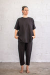 LINEN T-SHIRT  - black