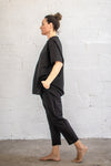 LINEN T-SHIRT  - black